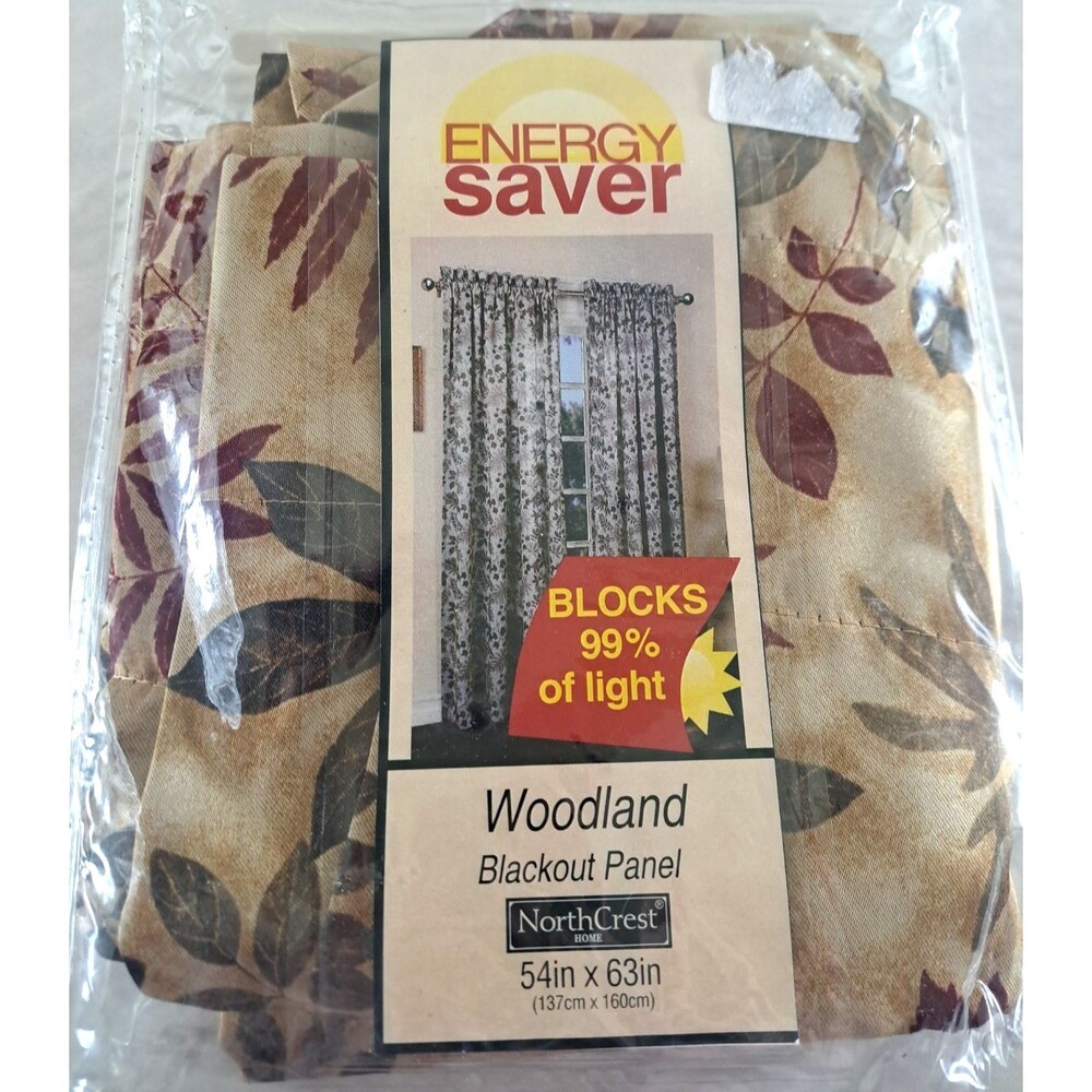 NEW Northcrest Woodland Curtain Panel Blackout Gold Red Green Cottage 54x63